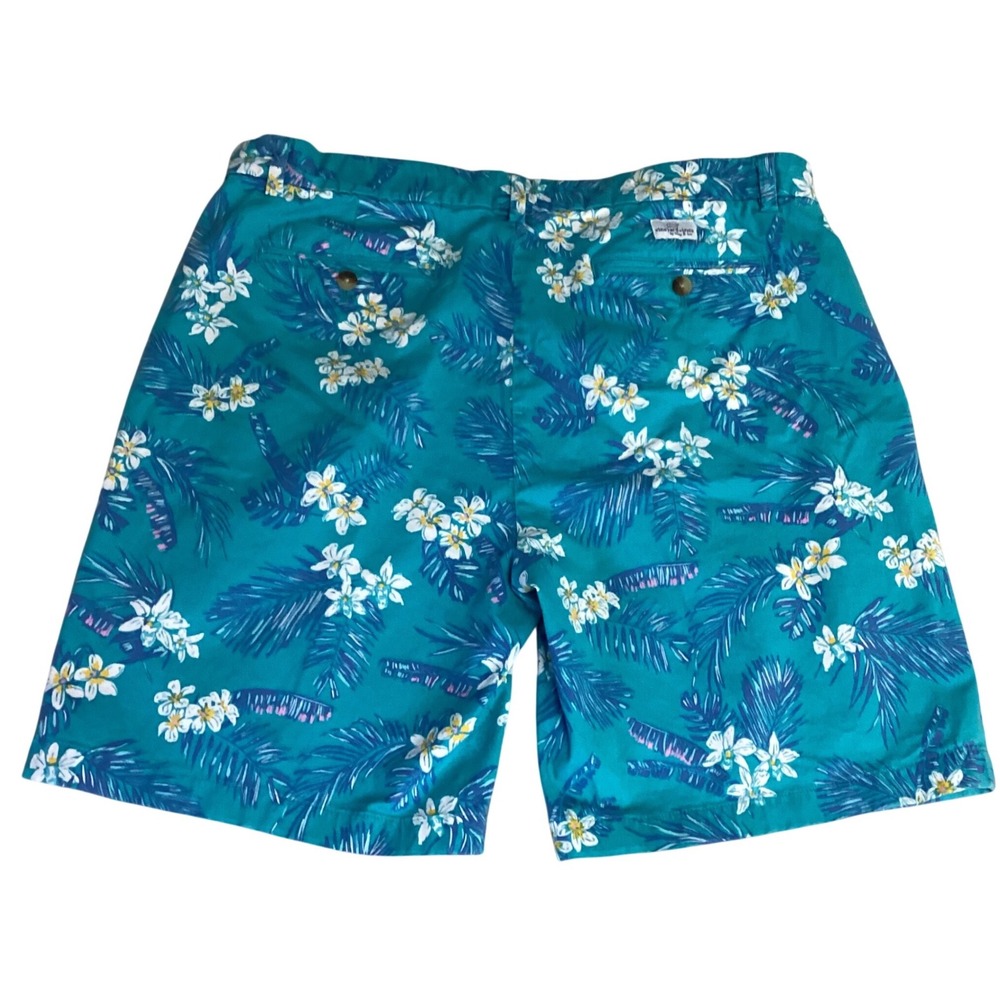 Vineyard Vines Mens Breaker Shorts Size 38 Teal Blue Tropical Floral Palm Print - Picture 2 of 7